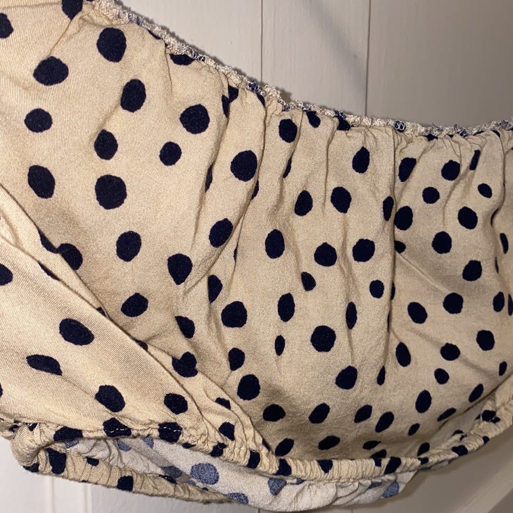 Cream Black Polkadot Medium Tube Top - Picture 4 of 4